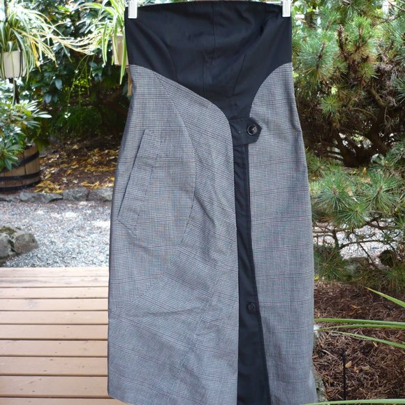 Wool Blend Strapless Trench Coat OOAK Modern Mobster Dress - Picture 3 of 15